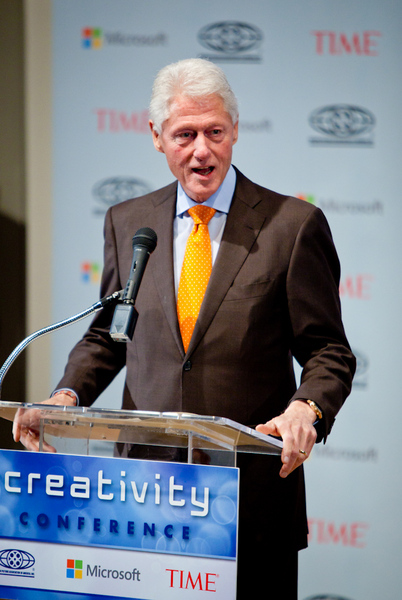 President Clinton delivering a keynote speech