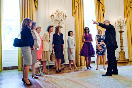 First Lady Michelle Obama and other spouses of G-8 leaders in the East Room during a tour of the White House (2012)